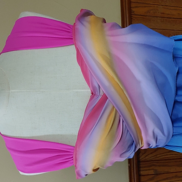 Cover Up and Dress Swimsuit Rainbow Ombre Bra Top NWOT XL - Picture 2 of 14